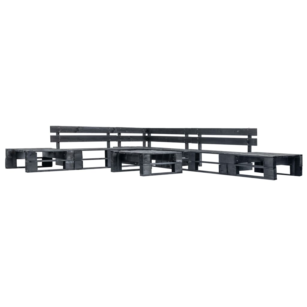6-delige Loungeset pallet hout zwart is nu te koop bij PeponiXL, paradijselijk wonen!