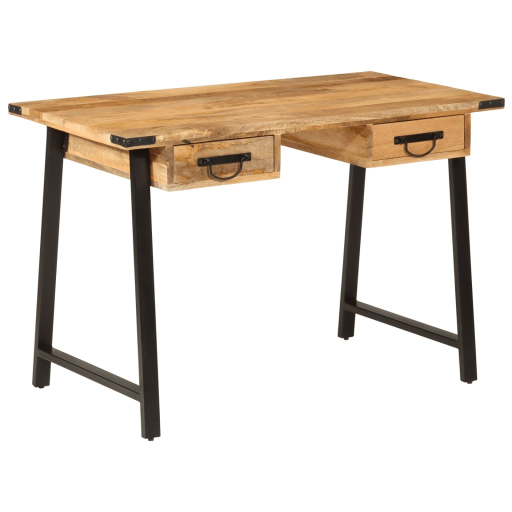 Bureau met lades 105x55x70 cm massief mangohout en ijzer is nu te koop bij PeponiXL, paradijselijk wonen!