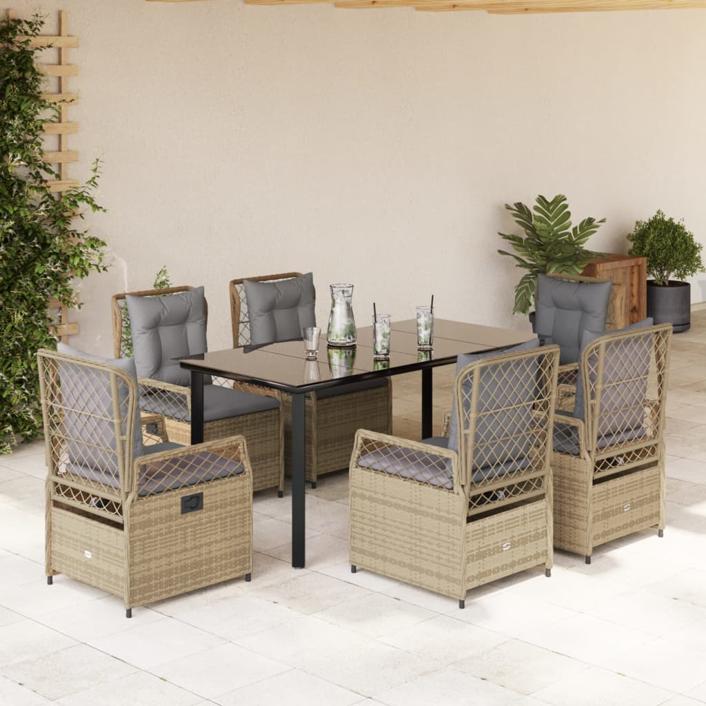 7-delige Tuinset met kussens poly rattan beige is nu te koop bij PeponiXL, paradijselijk wonen!