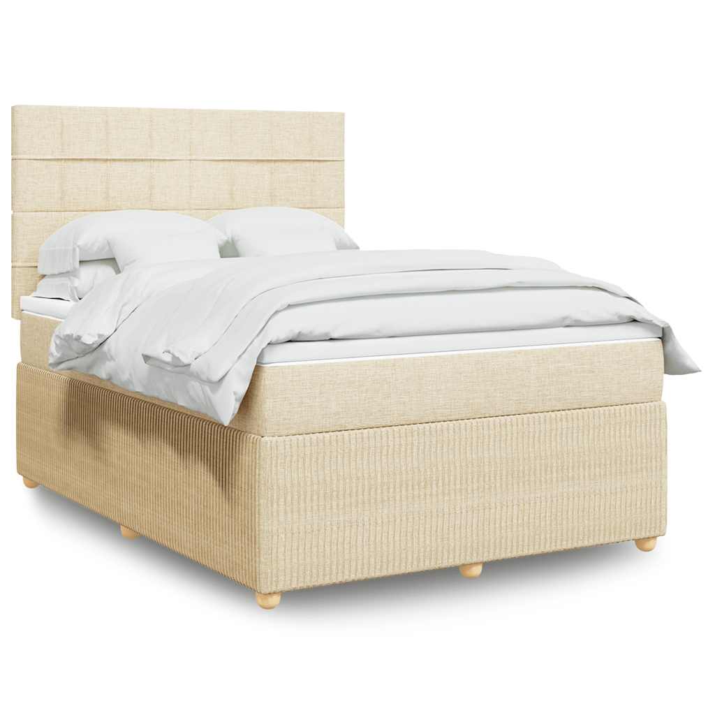 Boxspring met matras stof crèmekleurig 140x200 cm is nu te koop bij PeponiXL, paradijselijk wonen!