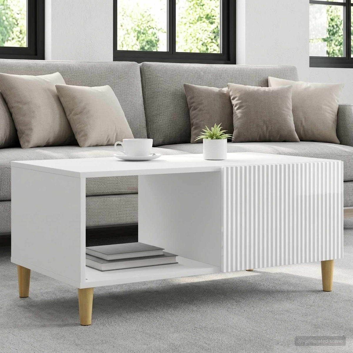 Salontafel Hoogglans Wit 90 x 50 x 40 cm Bewerkt hout is nu te koop bij PeponiXL, paradijselijk wonen!