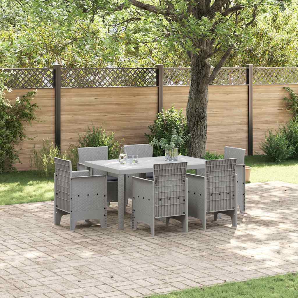 Tuin Eetset 7 st Lichtgrijs Polt riet is nu te koop bij PeponiXL, paradijselijk wonen!