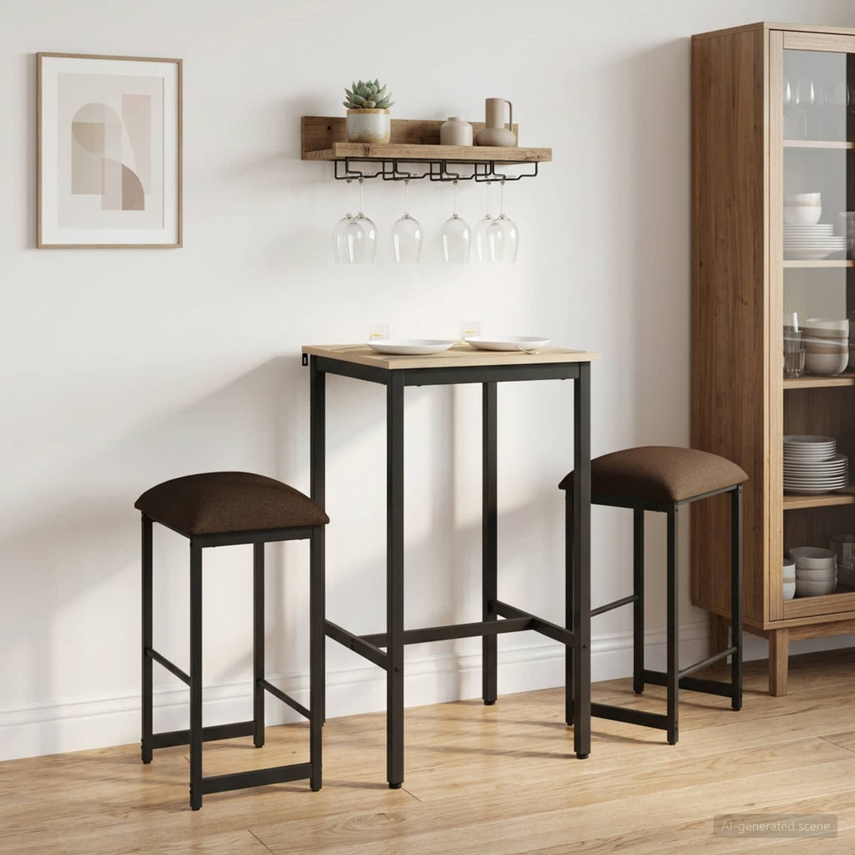 Barkruk 2 st Taupe 40 x 32 x 64 cm Bewerkt hout is nu te koop bij PeponiXL, paradijselijk wonen!