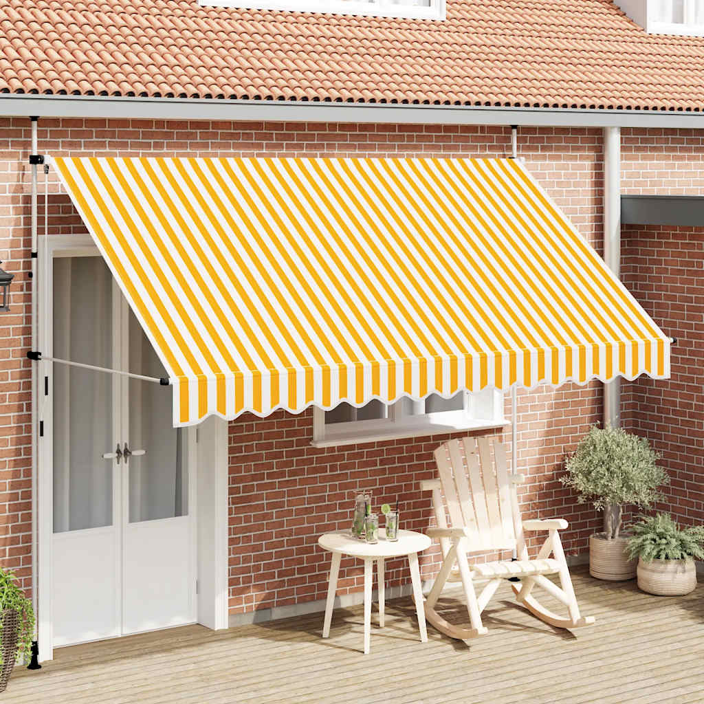 Luifel handmatig uittrekbaar 350 cm oranje en witte strepen is nu te koop bij PeponiXL, paradijselijk wonen!