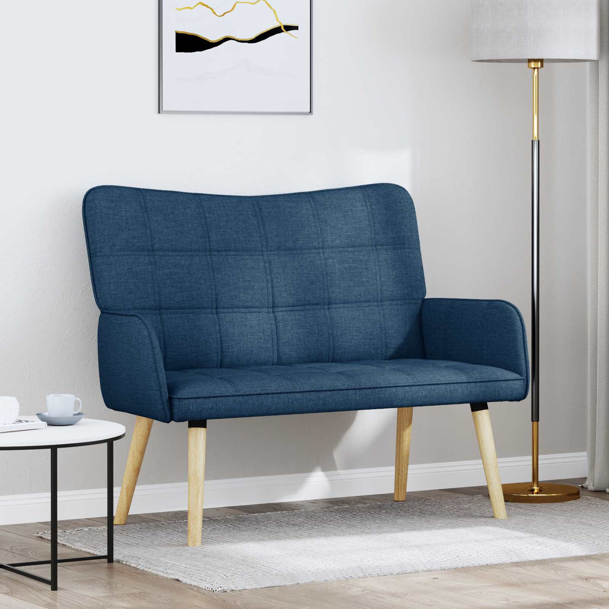Twee Persoons Sofa Blauw 115 x 61 x 87 cm Stof is nu te koop bij PeponiXL, paradijselijk wonen!