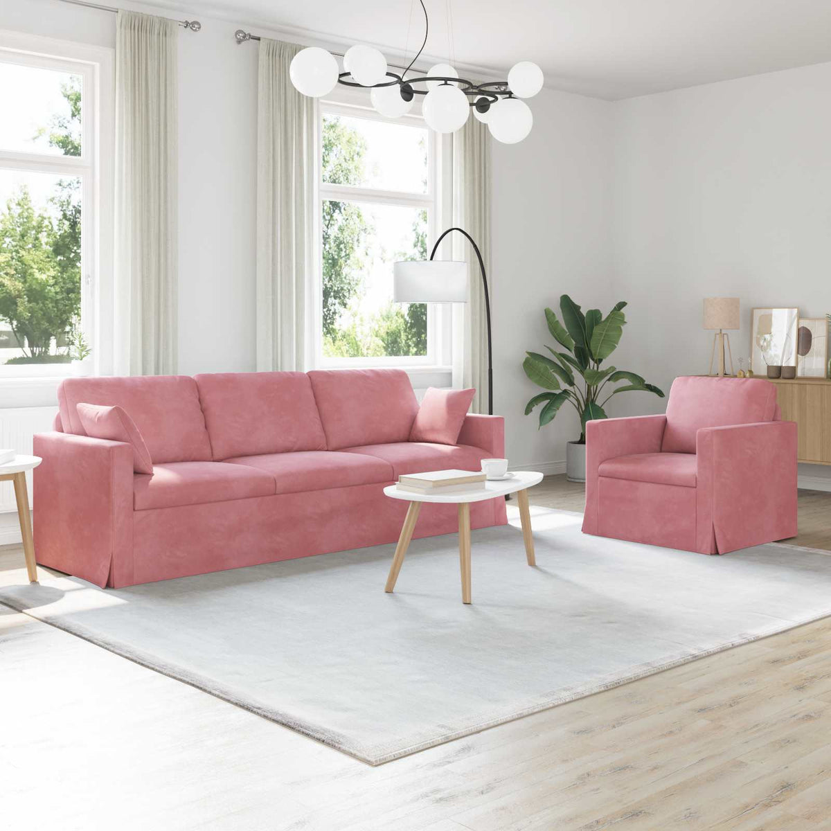 Bankstel 2 pcs Roze 228 x 78 x 80 cm Fluweel is nu te koop bij PeponiXL, paradijselijk wonen!