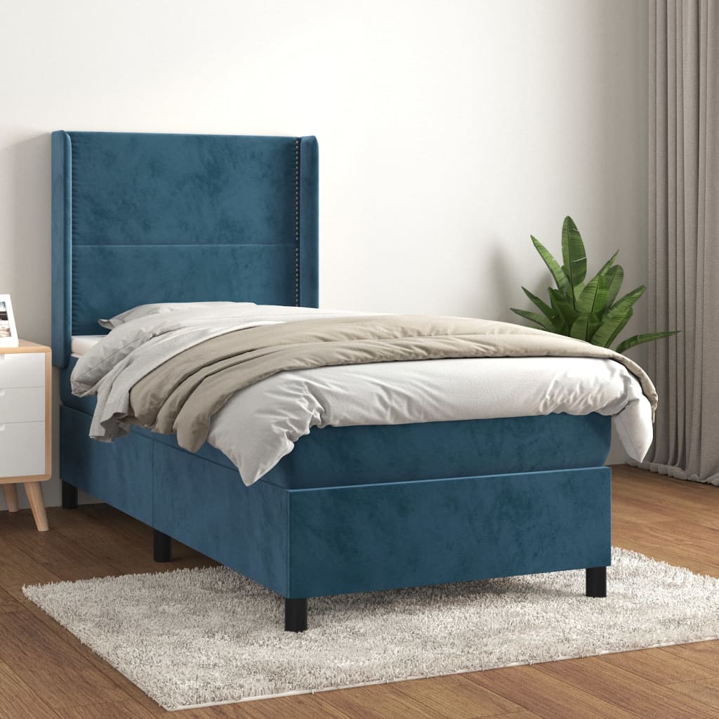 Boxspring met matras fluweel donkerblauw 80x200 cm is nu te koop bij PeponiXL, paradijselijk wonen!