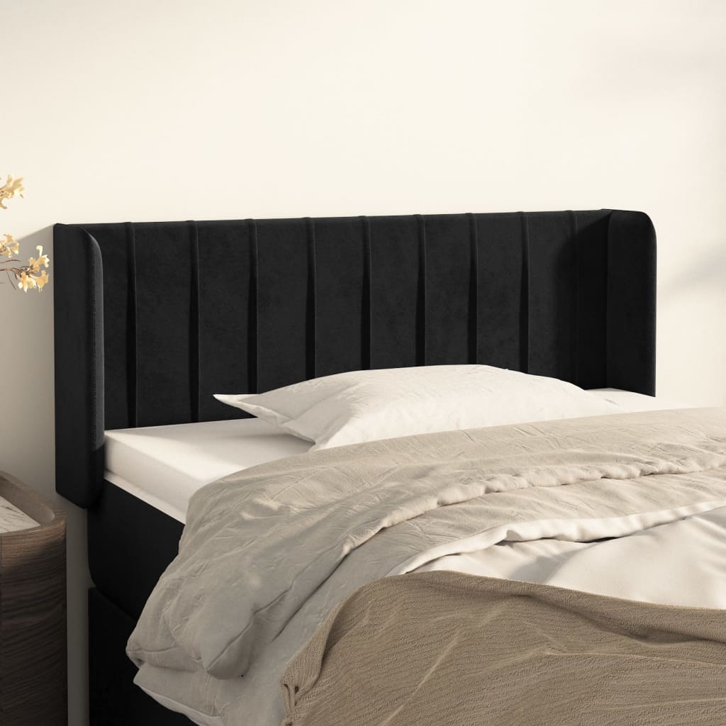 Hoofdbord met randen 83x16x78/88 cm fluweel zwart is nu te koop bij PeponiXL, paradijselijk wonen!