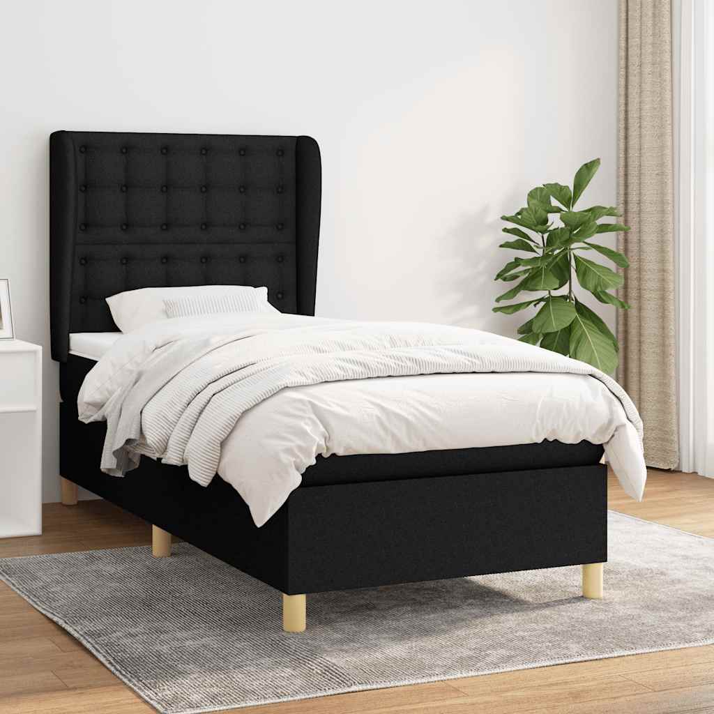 Boxspring met matras stof zwart 100x200 cm is nu te koop bij PeponiXL, paradijselijk wonen!