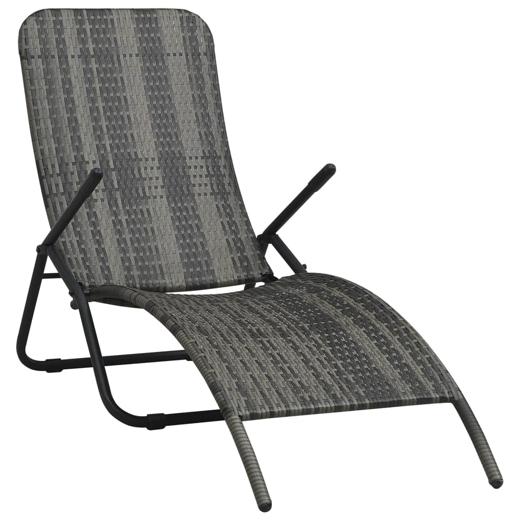 Ligbed inklapbaar poly rattan grijs is nu te koop bij PeponiXL, paradijselijk wonen!