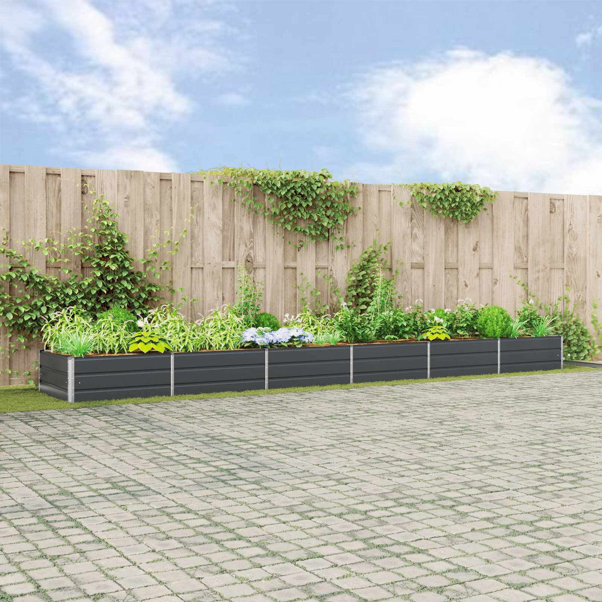 Plantenbak Antraciet 580 x 100 x 45 cm Gegalvaniseerd staal is nu te koop bij PeponiXL, paradijselijk wonen!