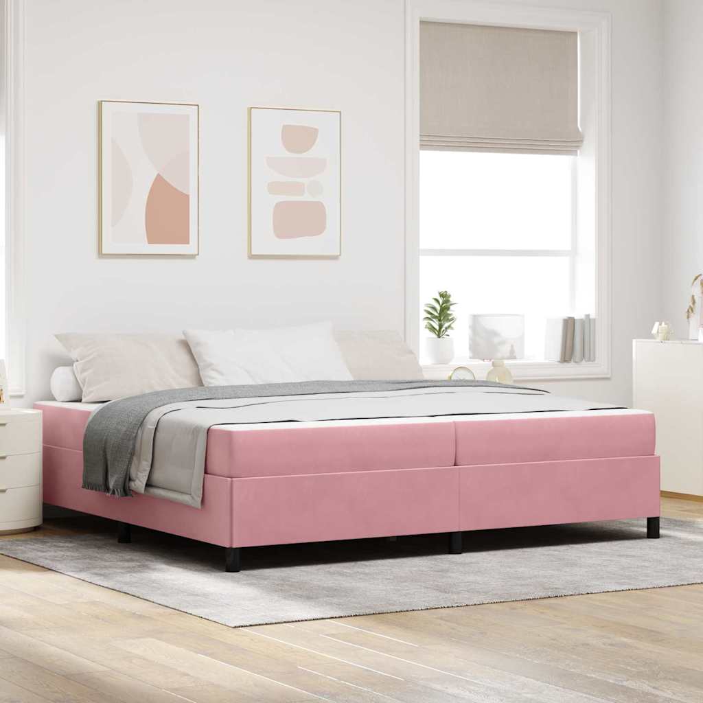 Bedframe met matras Roze 200 x 200 cm Stof is nu te koop bij PeponiXL, paradijselijk wonen!