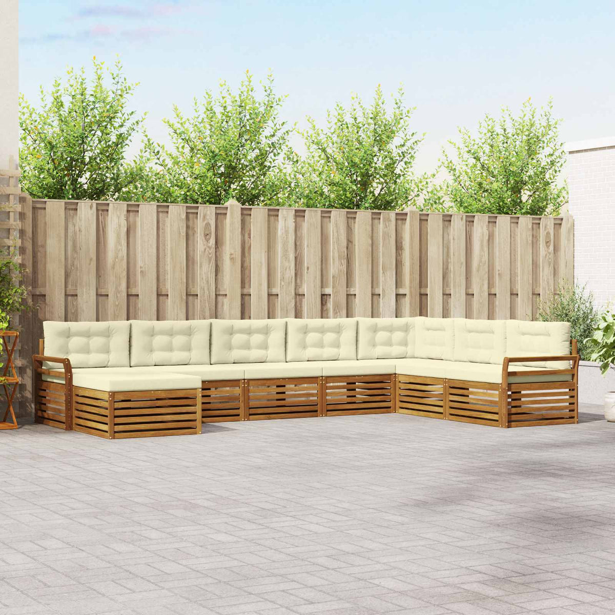 Buiten bankenset met kussen 8 pcs Natuurlijk en Crème is nu te koop bij PeponiXL, paradijselijk wonen!