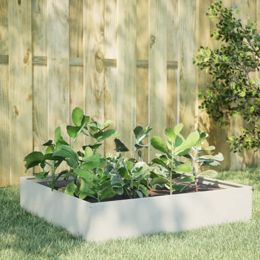 Plantenbak verhoogd 100x100x33,5 cm staal wit is nu te koop bij PeponiXL, paradijselijk wonen!