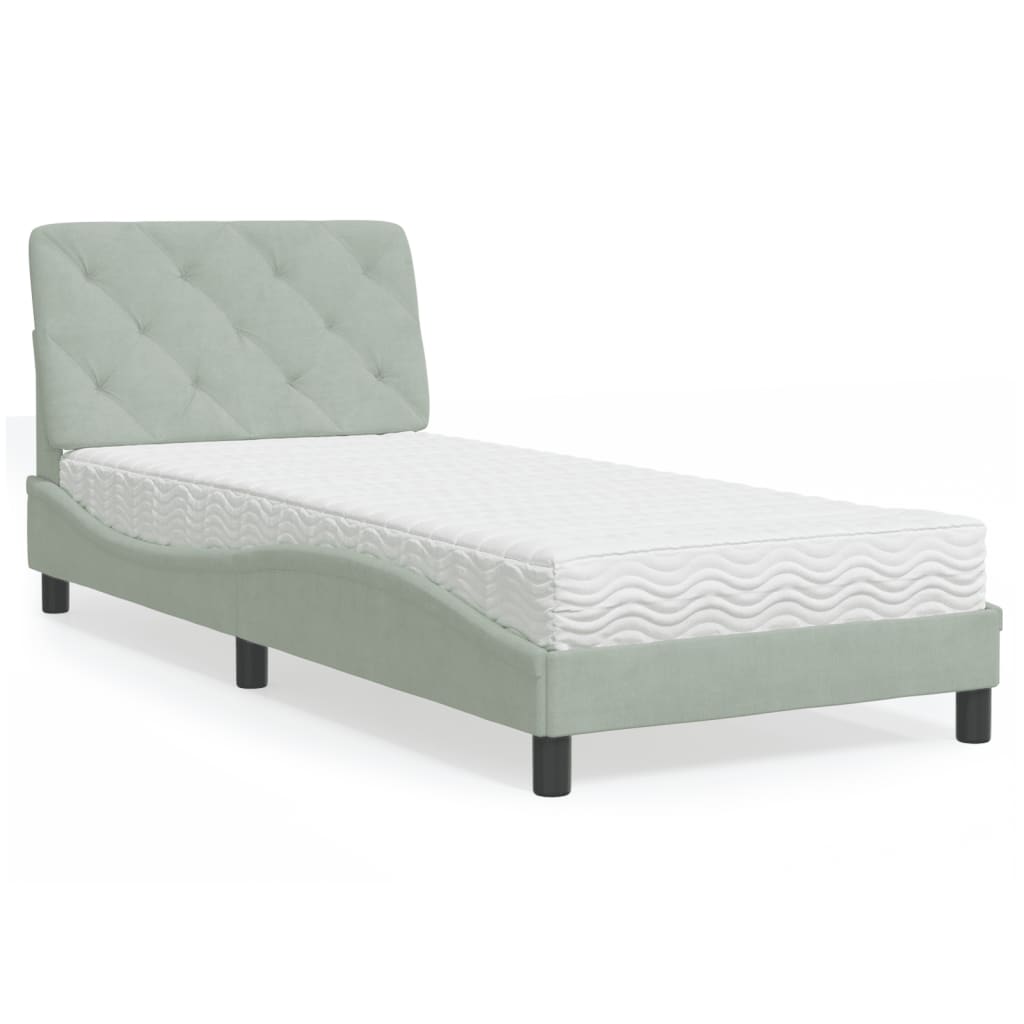Bed met matras fluweel lichtgrijs 80x200 cm is nu te koop bij PeponiXL, paradijselijk wonen!