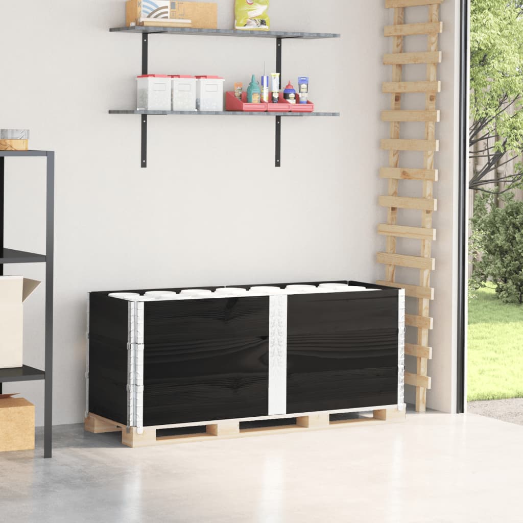 Palletopzetranden 3 st 150x50 cm massief grenenhout zwart is nu te koop bij PeponiXL, paradijselijk wonen!