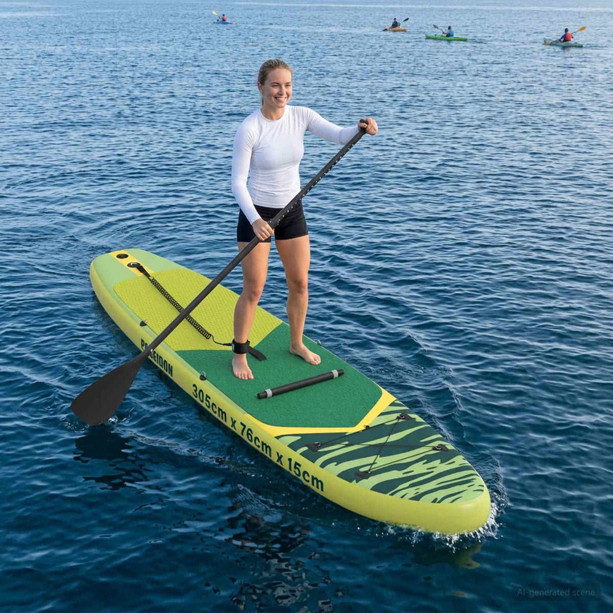 SUP Board met zitplaats 2-in-1 POSEIDON 305 x 76 x 15 cm Groen is nu te koop bij PeponiXL, paradijselijk wonen!