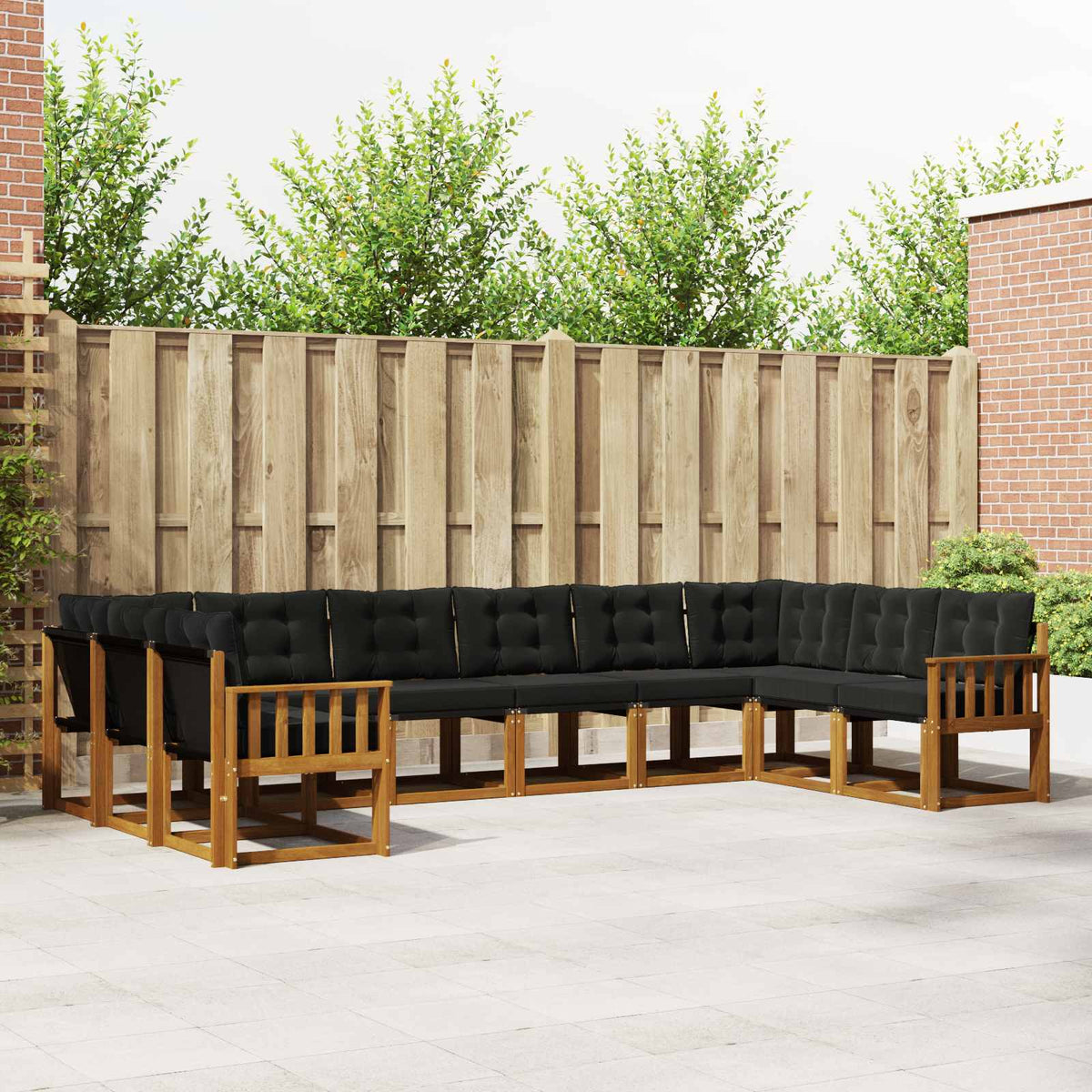 Buiten bankenset met kussen 10 pcs Natuurlijk en Zwart is nu te koop bij PeponiXL, paradijselijk wonen!
