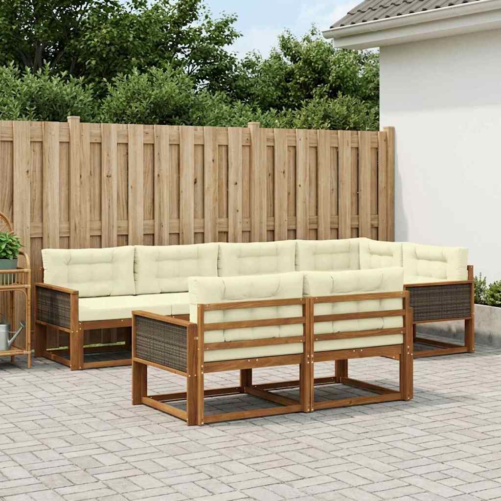 Buiten bankenset met kussen 7 pcs Natuurlijk en Crème is nu te koop bij PeponiXL, paradijselijk wonen!