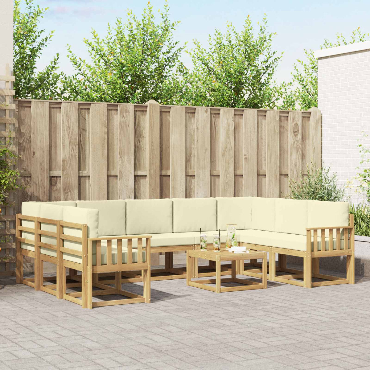 Buiten bankenset 10 pcs Wit en crèmekleurig 59 x 59 x 37 cm is nu te koop bij PeponiXL, paradijselijk wonen!
