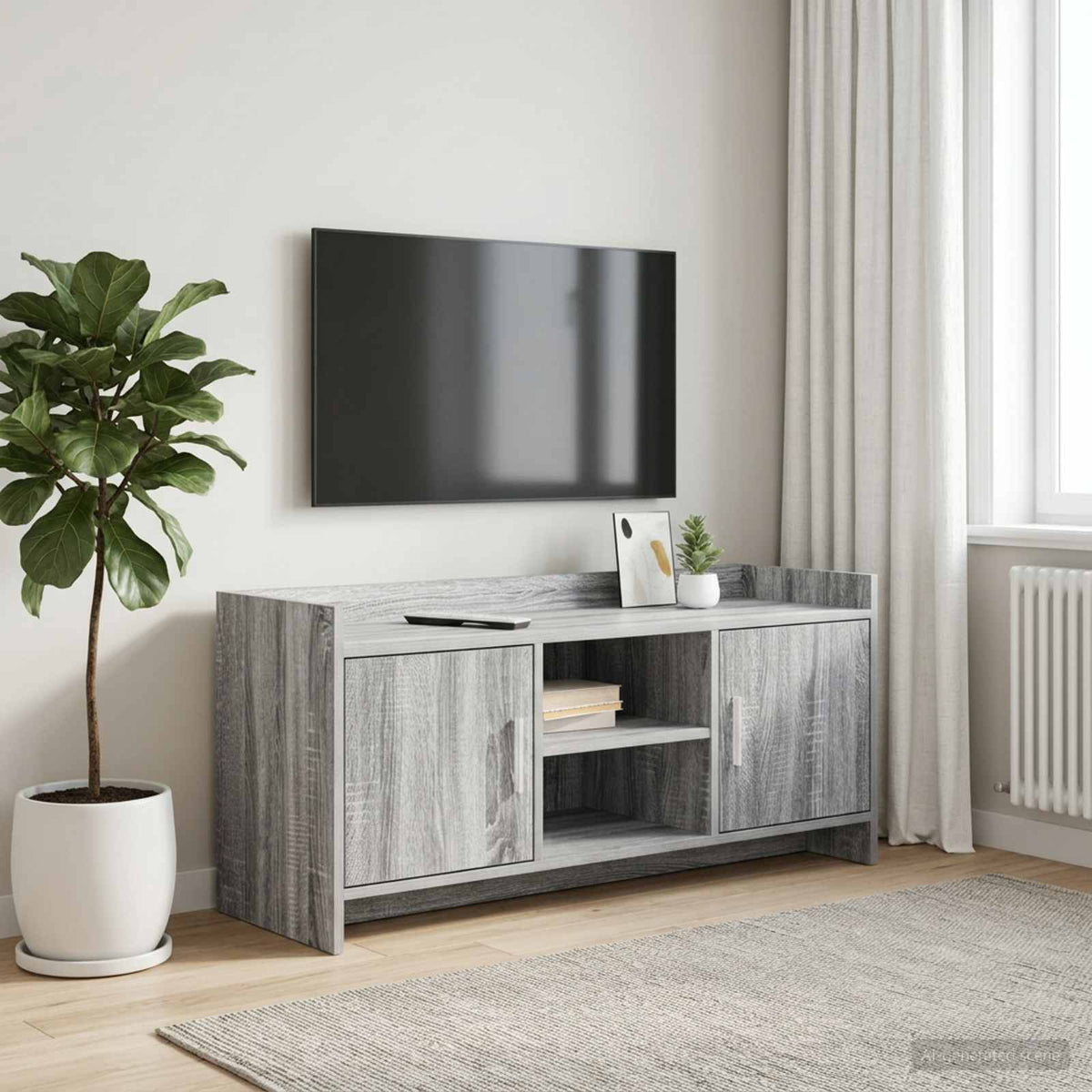 TV-kast 102 x 33 x 47 cm Grijs Sonoma Bewerkt hout is nu te koop bij PeponiXL, paradijselijk wonen!