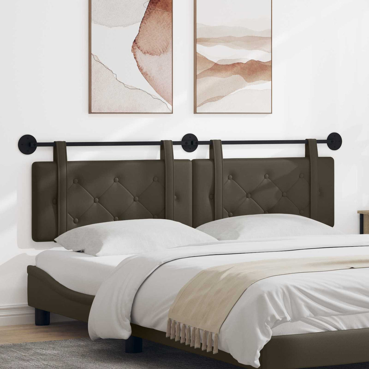Hangend hoofdbord Grijs Kunstleer is nu te koop bij PeponiXL, paradijselijk wonen!
