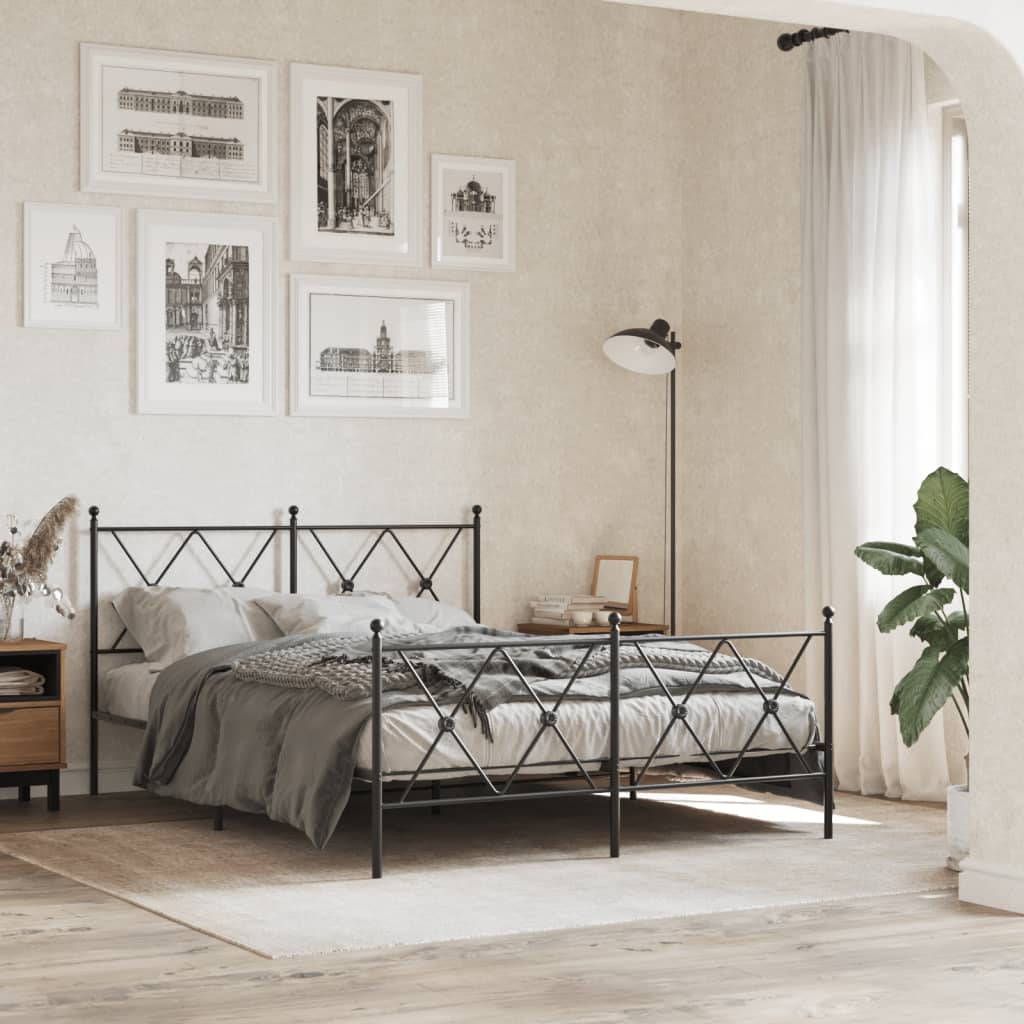 Bedframe met hoofd- en voeteneinde metaal zwart 140x200 cm is nu te koop bij PeponiXL, paradijselijk wonen!