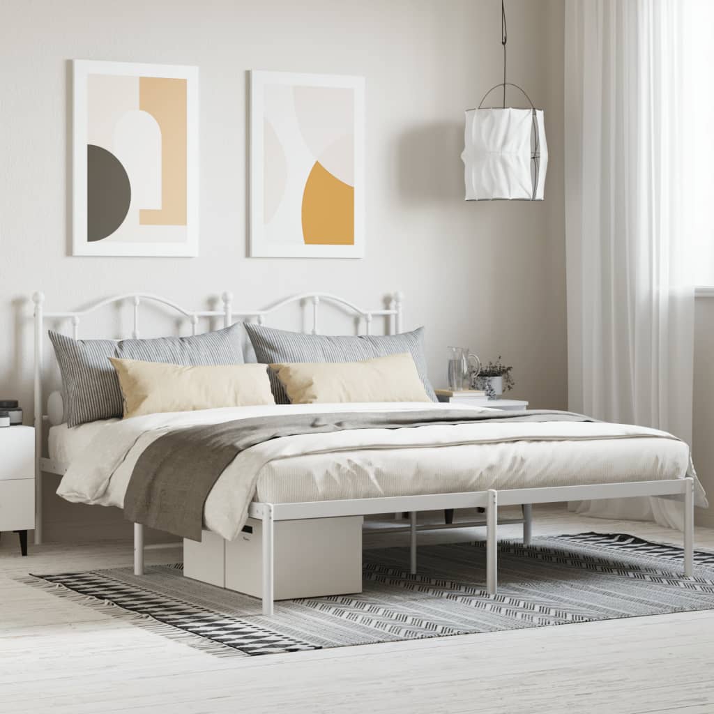 Bedframe met hoofdbord metaal wit 180x200 cm is nu te koop bij PeponiXL, paradijselijk wonen!