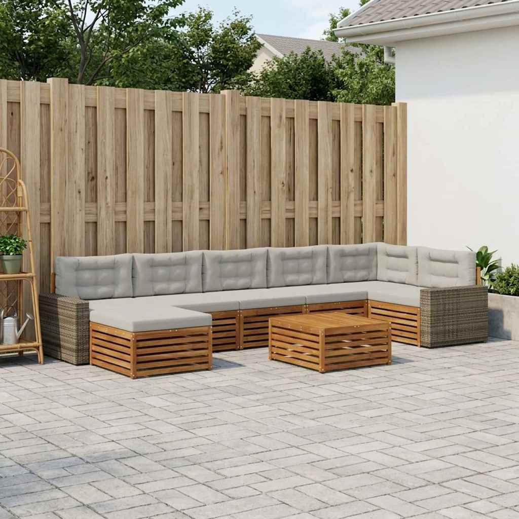 Buiten bankenset met kussen 8 pcs Naturel en lichtgrijs is nu te koop bij PeponiXL, paradijselijk wonen!