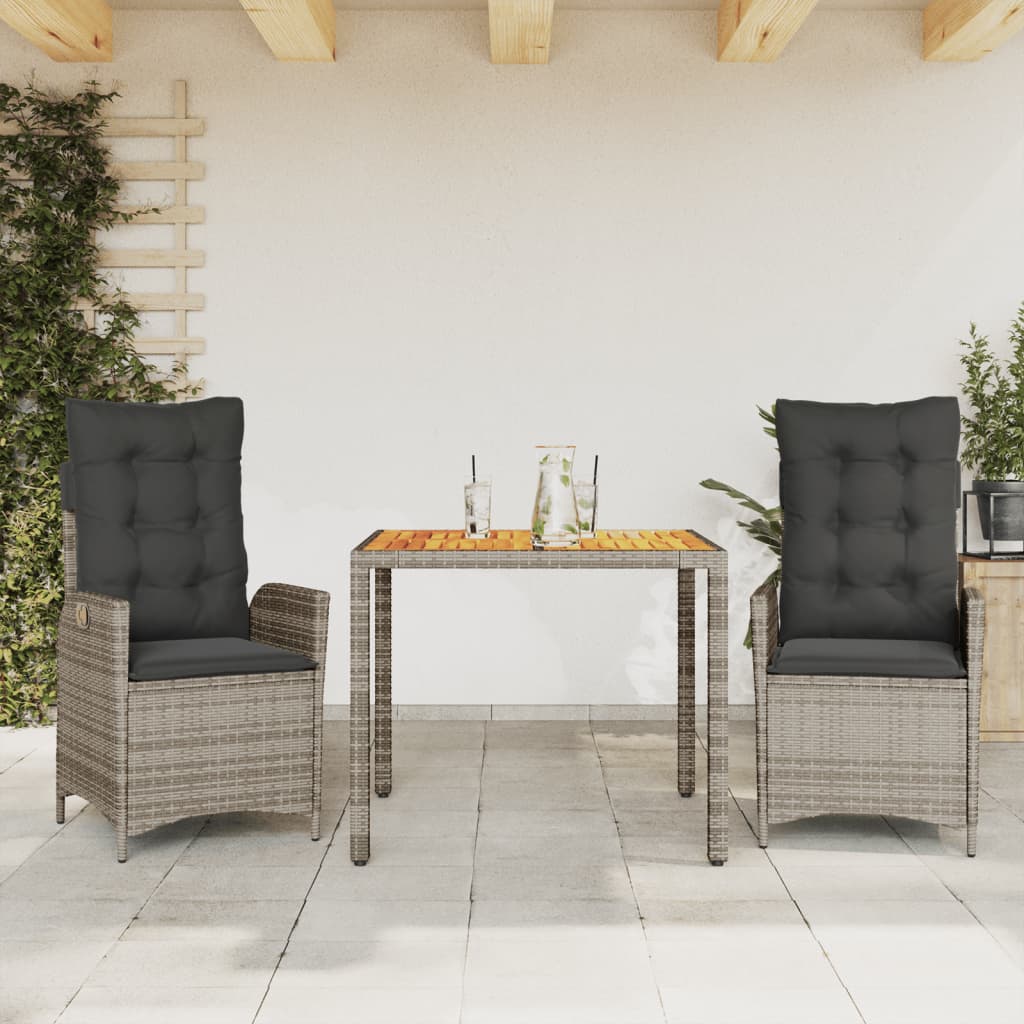 3-delige Tuinset met kussens poly rattan grijs is nu te koop bij PeponiXL, paradijselijk wonen!