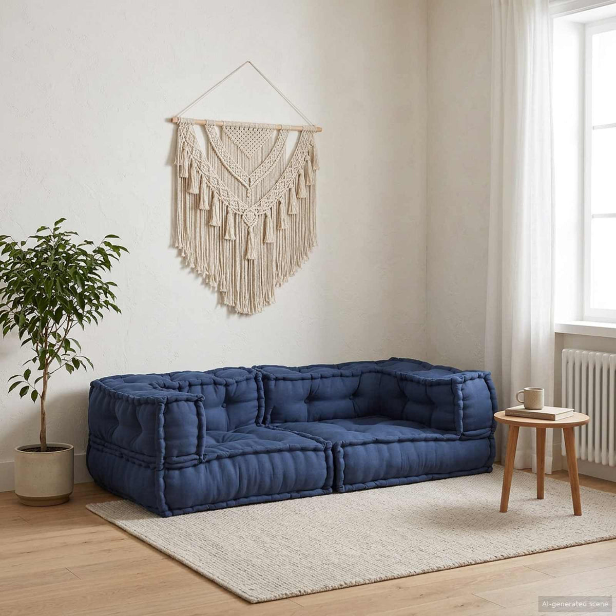 Modulair Sofabet 3 pcs Indigo 140 x 70 x 36 cm Stof is nu te koop bij PeponiXL, paradijselijk wonen!