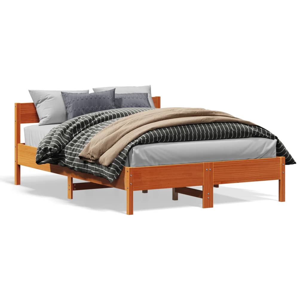 Bedframe zonder matras massief grenenhout wasbruin 135x190 cm is nu te koop bij PeponiXL, paradijselijk wonen!