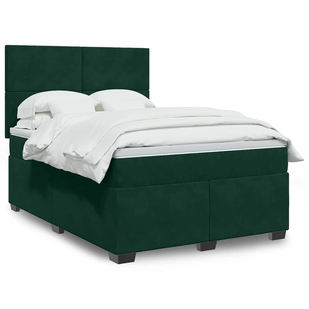 Boxspring met matras fluweel donkergroen 140x190 cm is nu te koop bij PeponiXL, paradijselijk wonen!