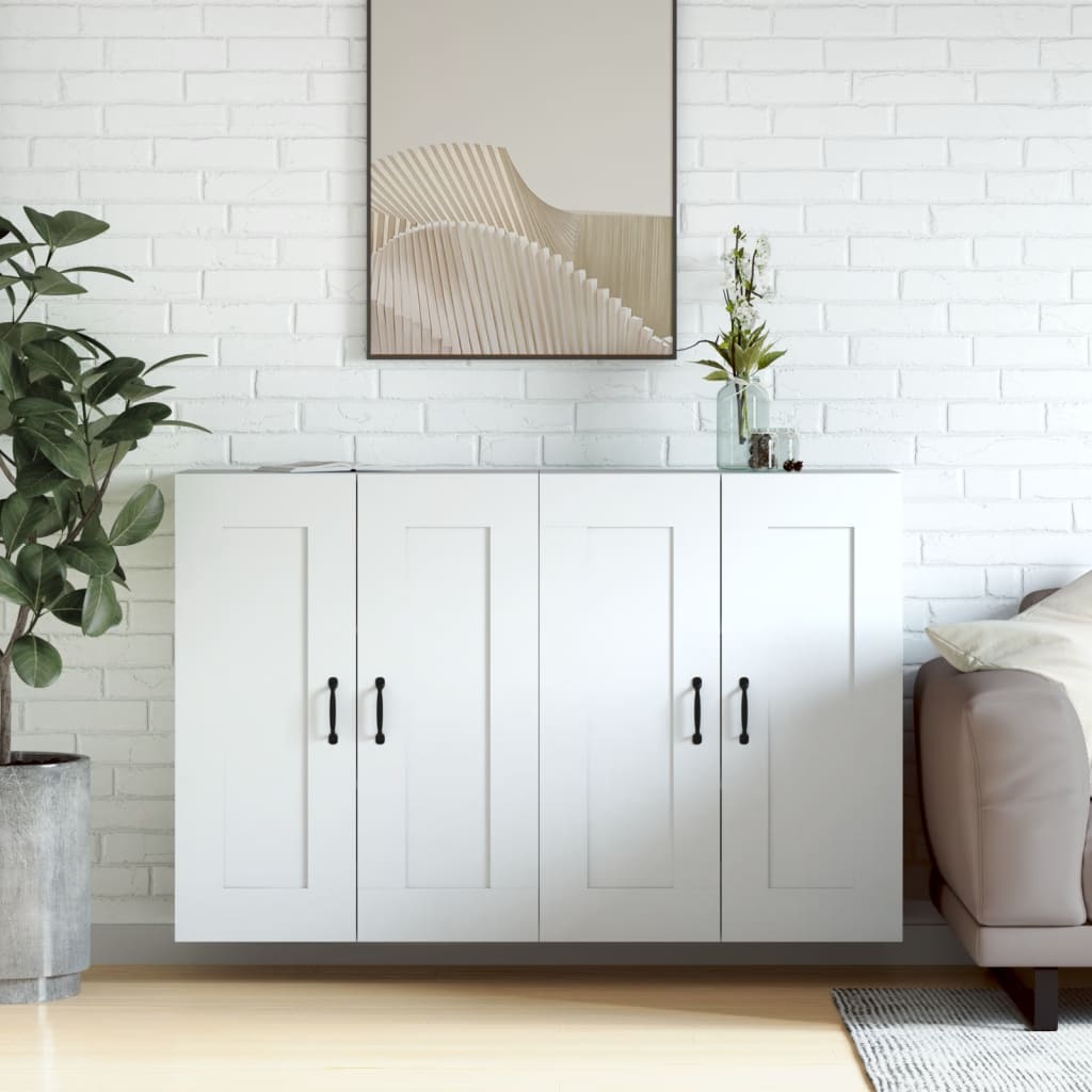 Hangkasten 2 st bewerkt hout wit is nu te koop bij PeponiXL, paradijselijk wonen!