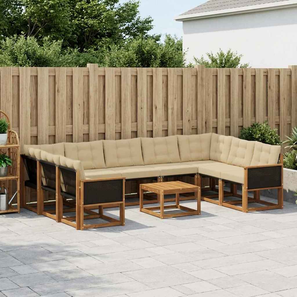 Buiten bankenset met kussen 10 pcs Natuurlijk en Beige is nu te koop bij PeponiXL, paradijselijk wonen!