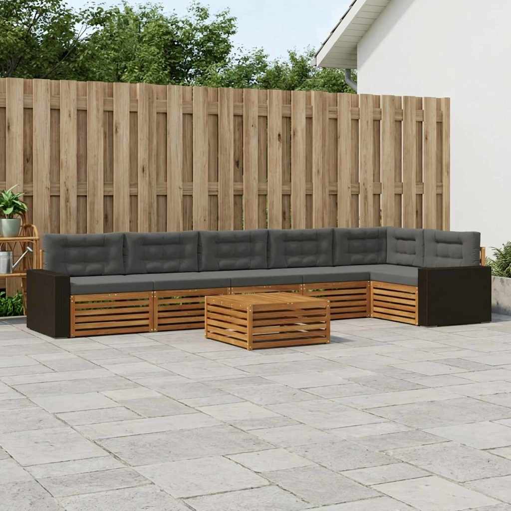 Buiten bankenset 7 pcs Natuurlijk en Antraciet 79 x 79 x 37 cm is nu te koop bij PeponiXL, paradijselijk wonen!