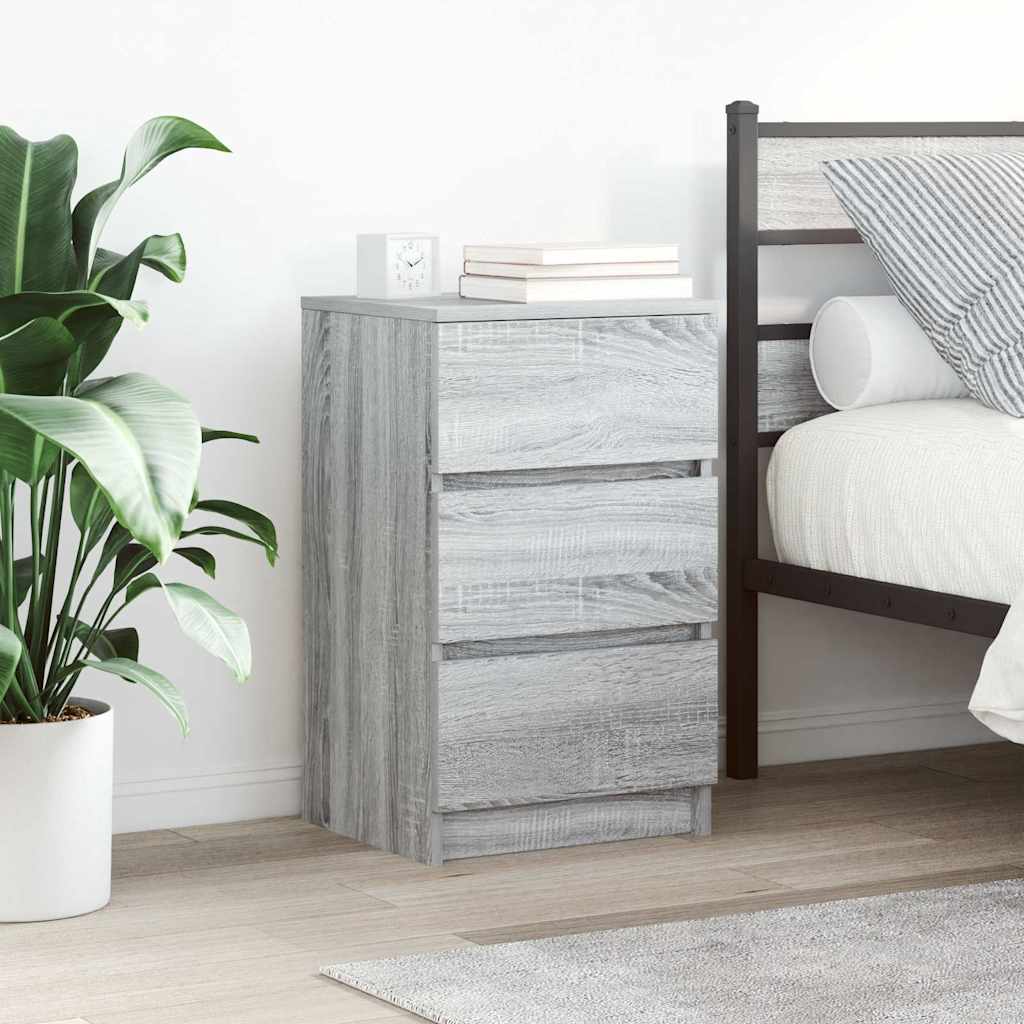Nachtkastje met 3 lades 39x35x65 cm grijs sonoma is nu te koop bij PeponiXL, paradijselijk wonen!