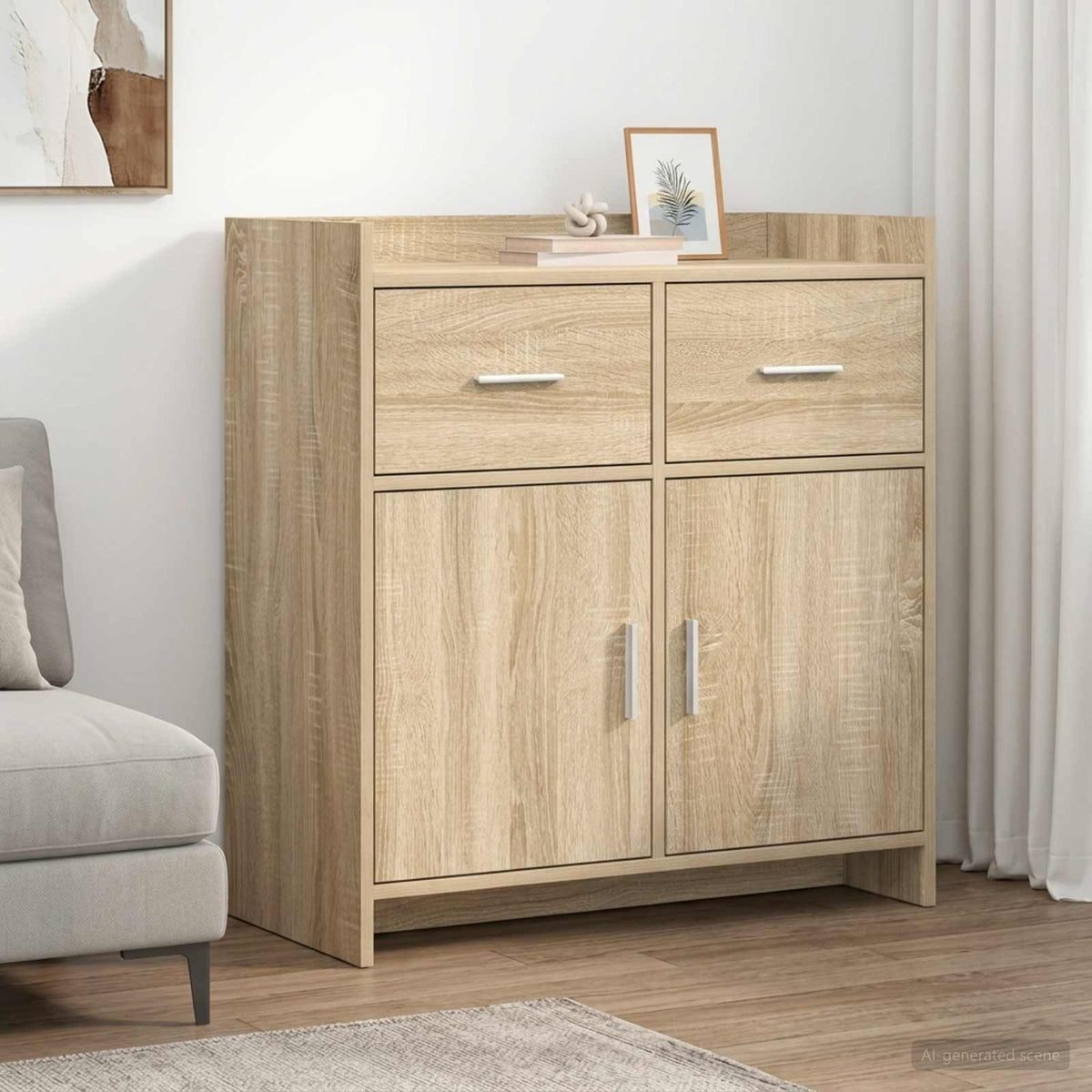 Dressoir Sonoma Eiken 75 x 36 x 80 cm Bewerkt hout is nu te koop bij PeponiXL, paradijselijk wonen!
