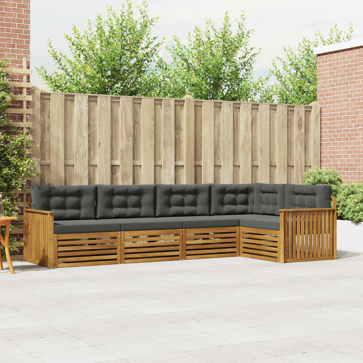 Buiten bankenset met kussen 5 pcs Natuurlijk en Antraciet is nu te koop bij PeponiXL, paradijselijk wonen!