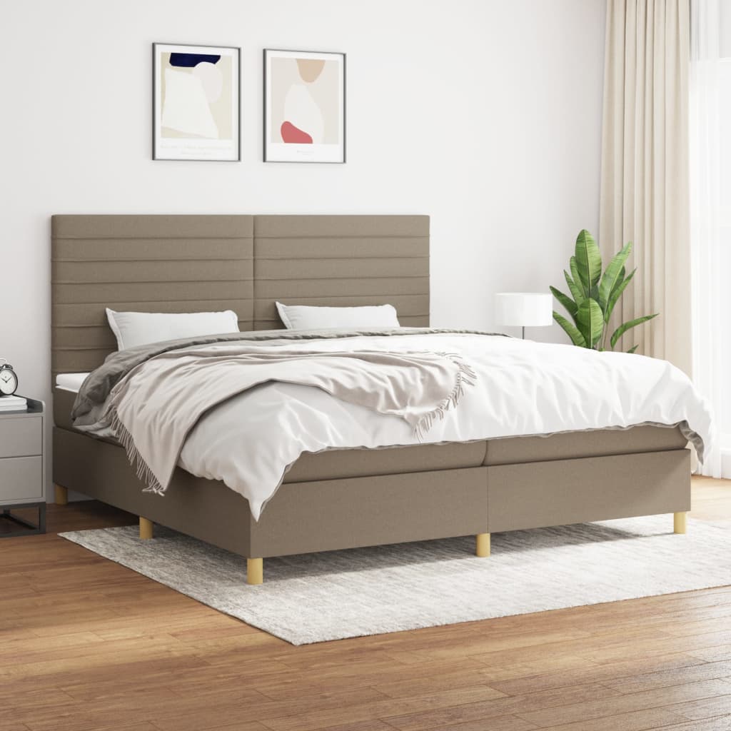 Boxspring met matras stof taupe 200x200 cm is nu te koop bij PeponiXL, paradijselijk wonen!