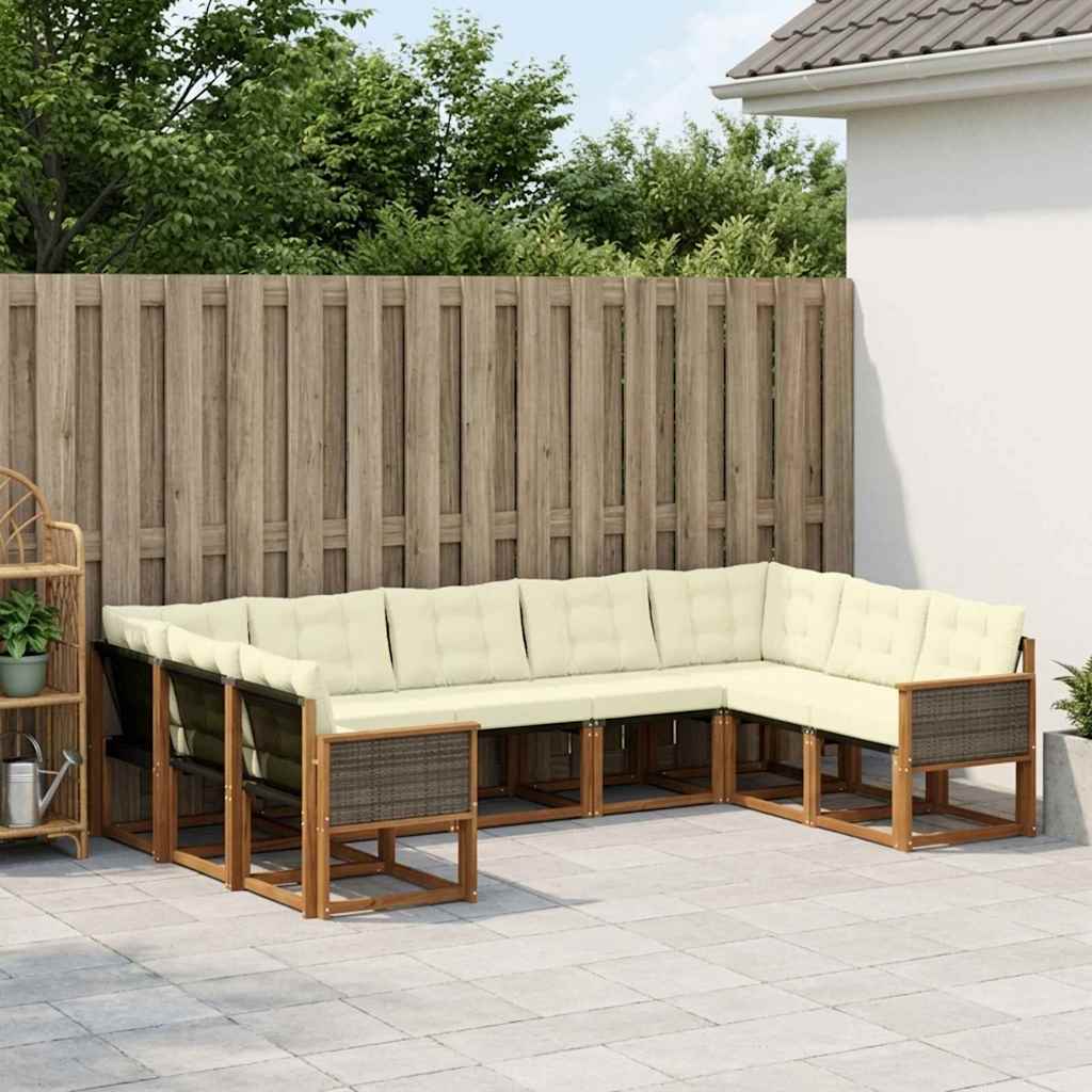 Buiten bankenset met kussen 9 pcs Natuurlijk en Crème is nu te koop bij PeponiXL, paradijselijk wonen!