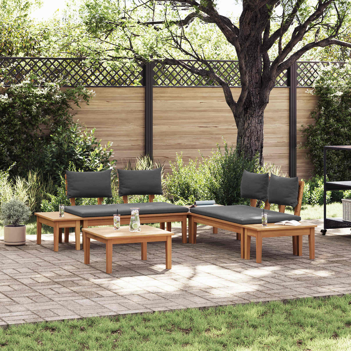Tuinbankenset 3 pcs Bruin en Grijs is nu te koop bij PeponiXL, paradijselijk wonen!