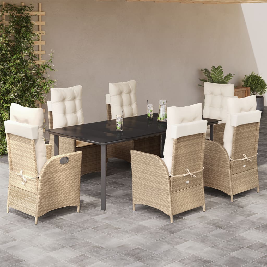 7-delige Tuinset met kussens poly rattan beige is nu te koop bij PeponiXL, paradijselijk wonen!