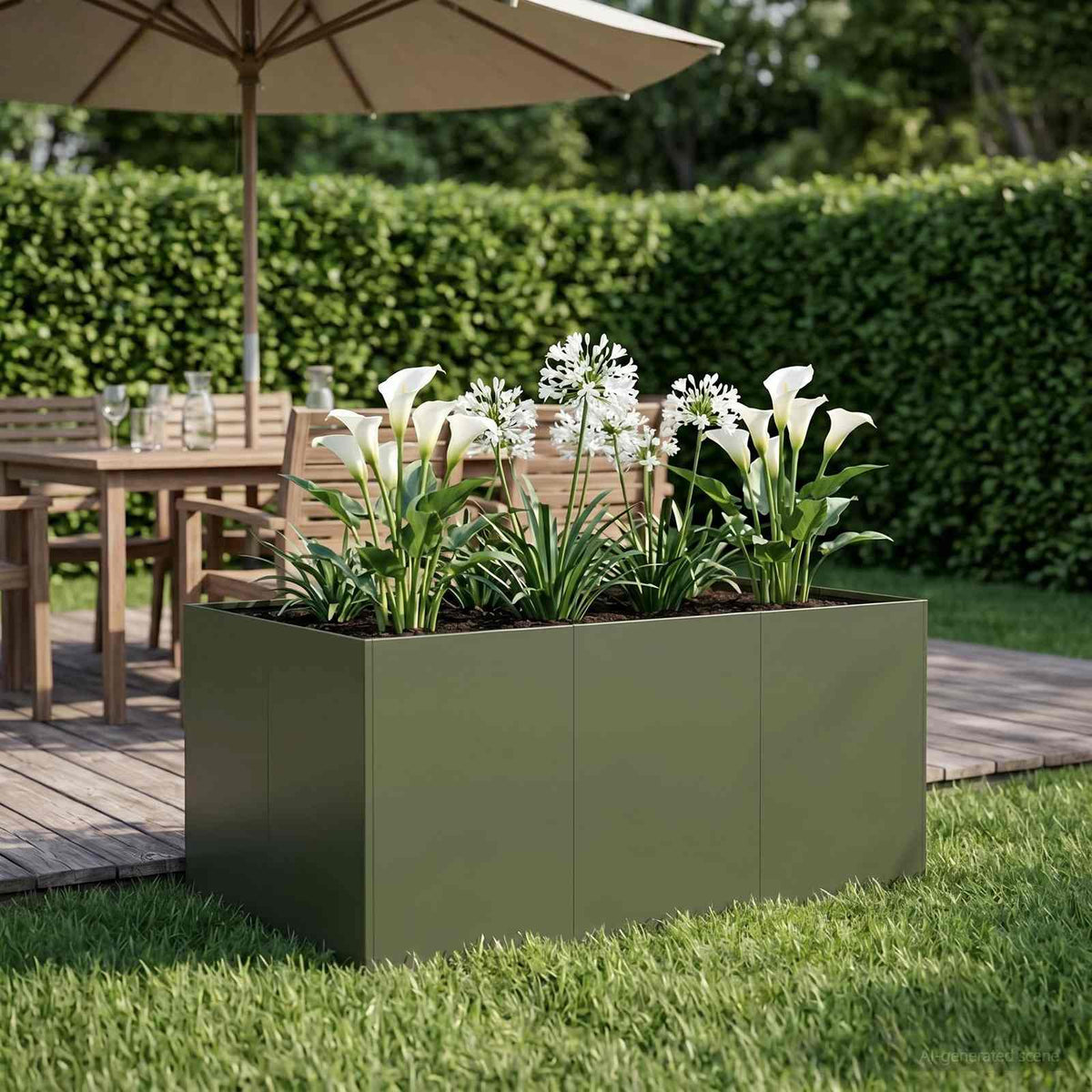Plantenbak Olijfgroen 120 x 80 x 60 cm Koudgewalst staal is nu te koop bij PeponiXL, paradijselijk wonen!