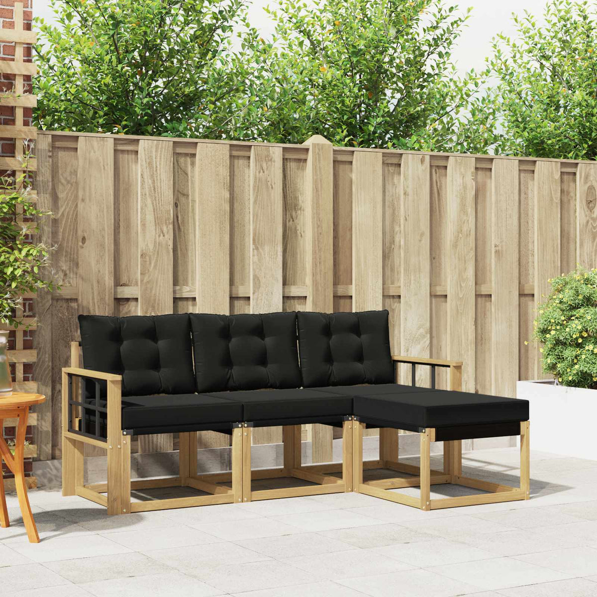 Buiten bankenset met kussen 4 pcs Wit en zwart is nu te koop bij PeponiXL, paradijselijk wonen!