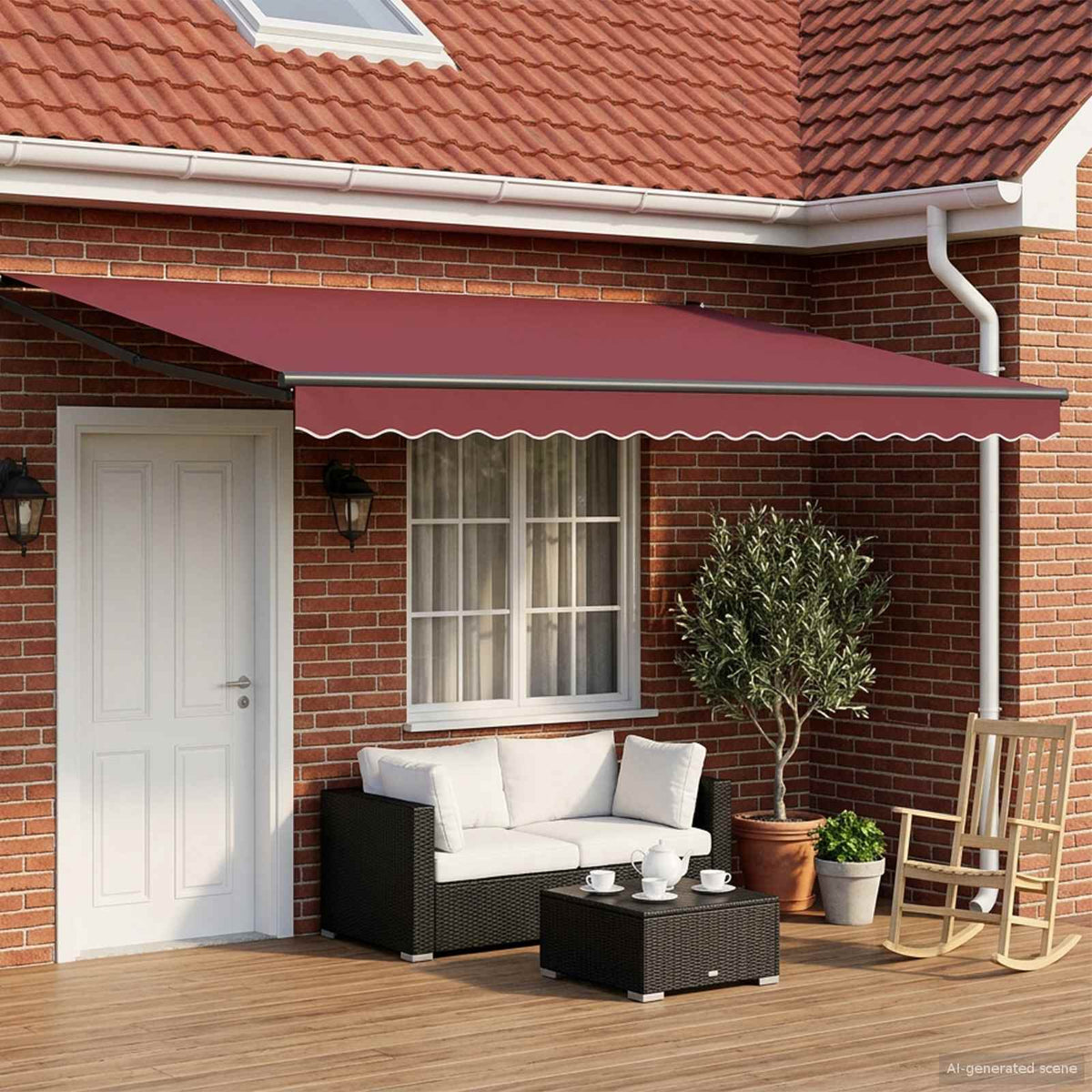 Handbediende luifel met LED's 5 x 3 m Polyester met PU-coating is nu te koop bij PeponiXL, paradijselijk wonen!
