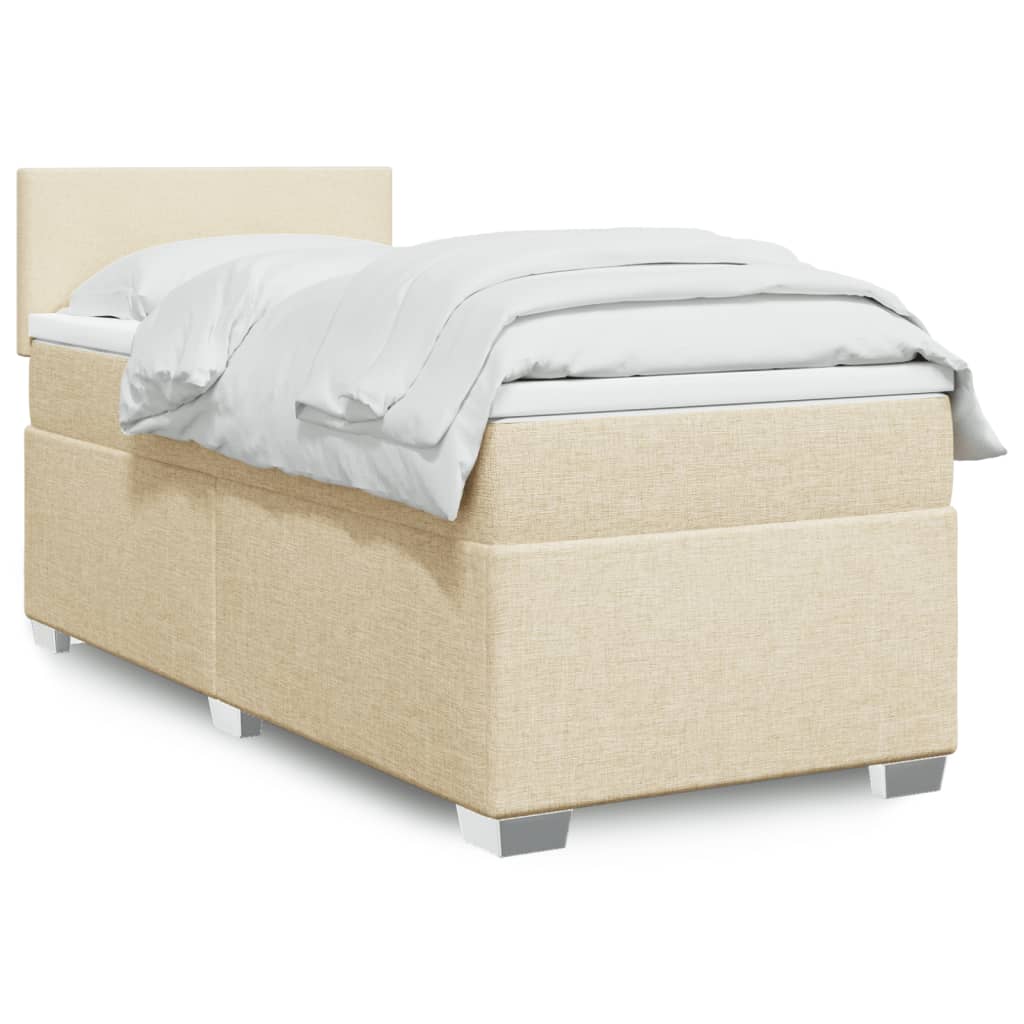 Boxspring met matras stof crèmekleurig 90x200 cm is nu te koop bij PeponiXL, paradijselijk wonen!