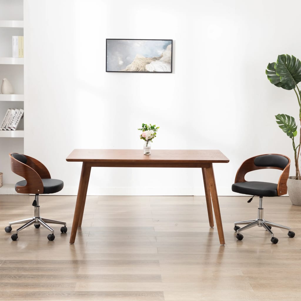 Eetkamerstoel draaibaar gebogen hout en kunstleer zwart is nu te koop bij PeponiXL, paradijselijk wonen!