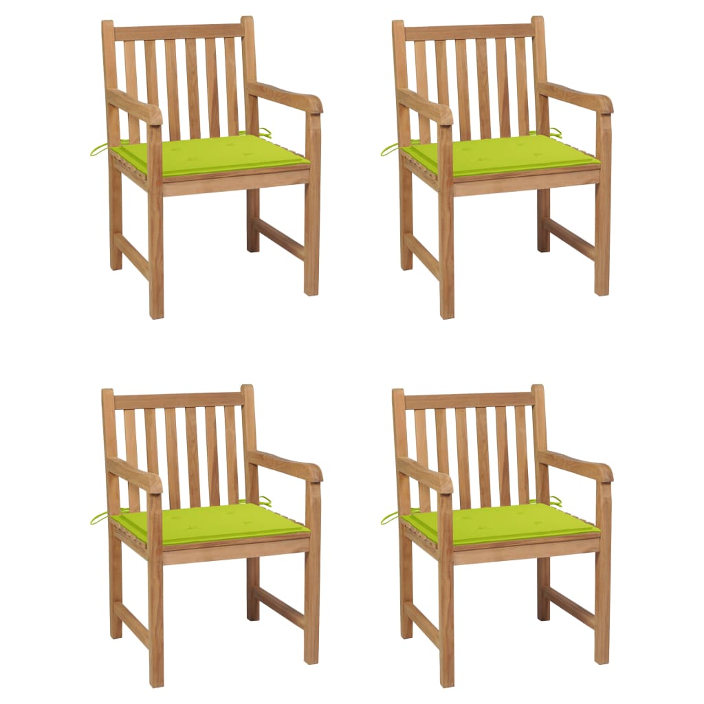 Tuinstoelen 4 st met heldergroene kussens massief teakhout is nu te koop bij PeponiXL, paradijselijk wonen!