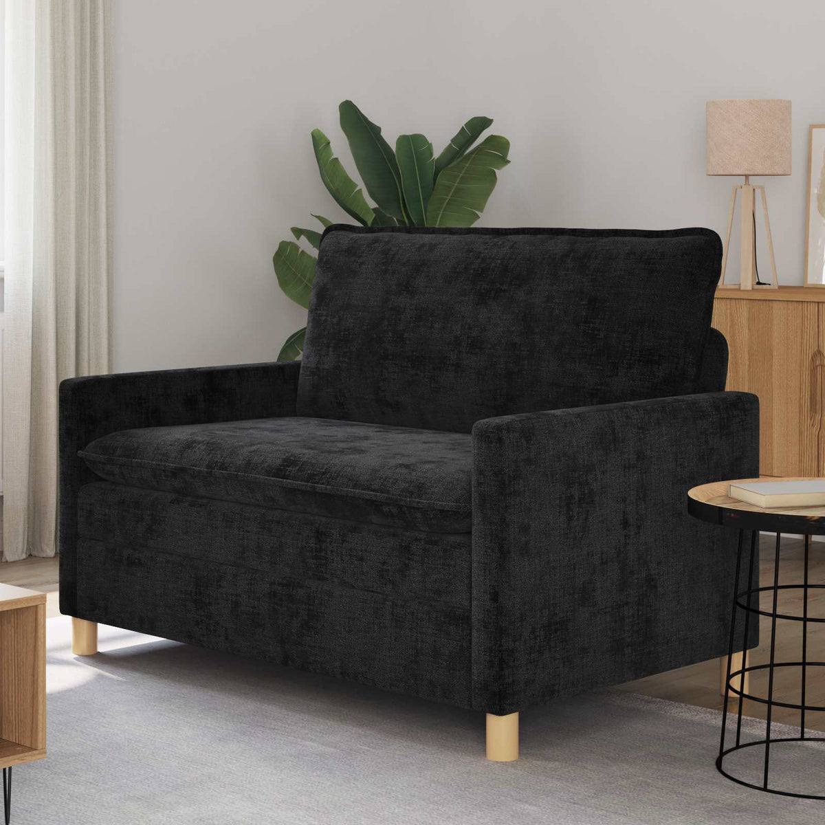 Bank Zwart 126 x 81 x 87,5 cm Polyester is nu te koop bij PeponiXL, paradijselijk wonen!